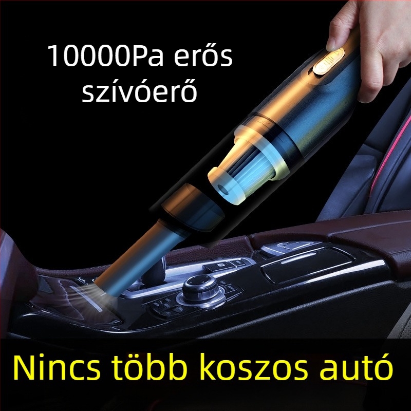 Autó mini porszívó 6000 Pa szívóerővel, 12 V / 120 W, vezeték nélküli töltés, por tisztítás