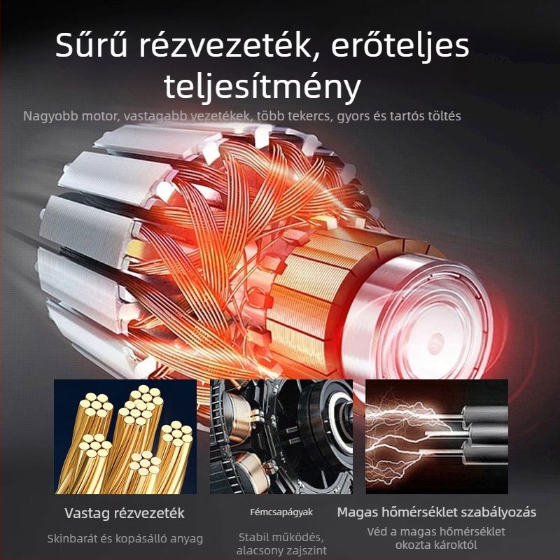Kéthengeres autó légpumpa, 12V, 280W, 70 L/min, 2 m kábel