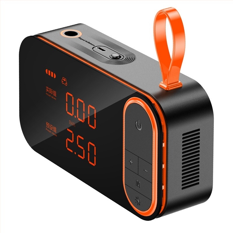 Autóba illő hordozható vezeték nélküli magas teljesítményű levegőpumpa - automatikus kikapcsolás és fény, USB töltés, 24V, 80W, digitális kijelző, 30 L/min