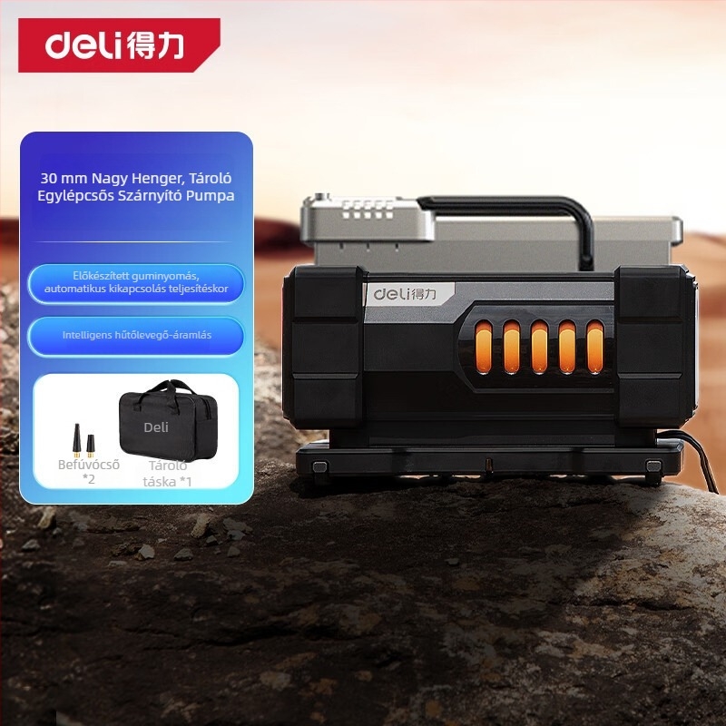 Autóba szerelt digitális kijelzős légpumpa, egyhengeres, 12V, 120W, 25 L/min