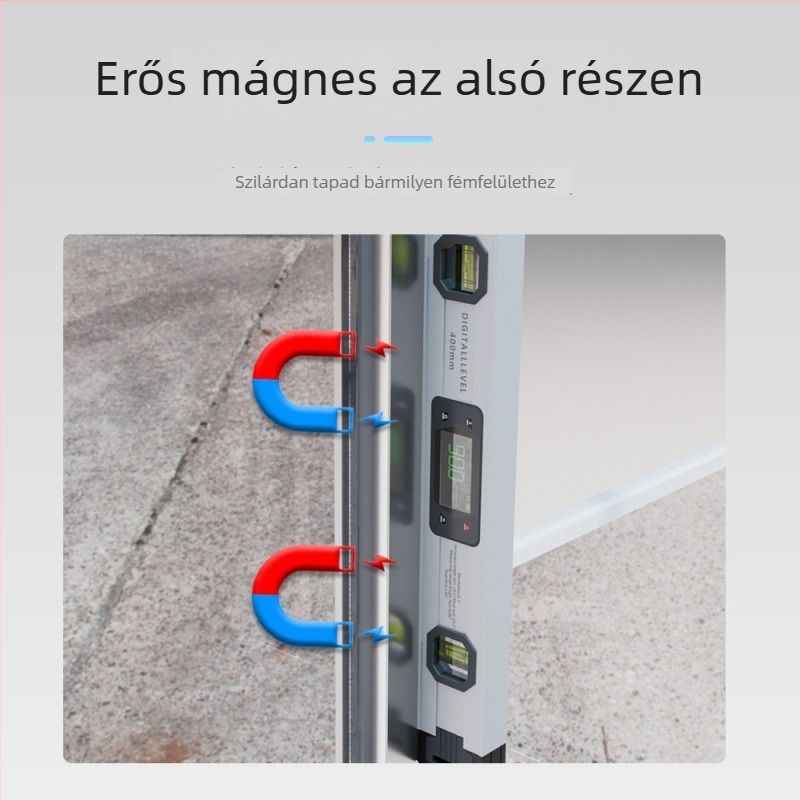 Két-tengelyes elektronikus digitális vízmérték – alumíniumötvözet, szögmérő, hangjelzés lejtéshez