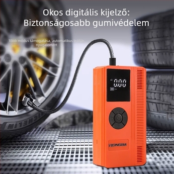 Autóhoz való levegőpumpa digitális guminyomás-mérővel és USB töltéssel, 12V, 100W, 60 L/min