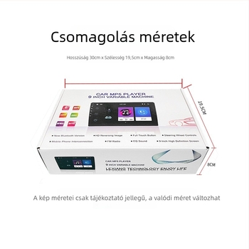 Autós MP5 lejátszó Bluetooth-szal, tolató kamera, LCD kijelző, 12V táplálás, Wireless CarPlay, AHD