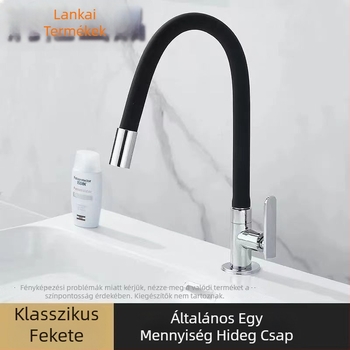 Fali konyhai csaptele, rézből készült test, krómozott felülettel, kihúzható szeleppel, csak hideg víz