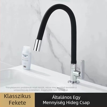 Fali konyhai csaptele, rézből készült test, krómozott felülettel, kihúzható szeleppel, csak hideg víz