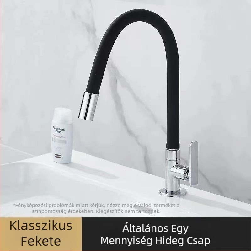 Fali konyhai csaptele, rézből készült test, krómozott felülettel, kihúzható szeleppel, csak hideg víz