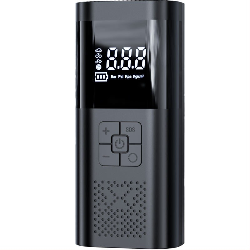 Kompakt autó légpumpa digitális kijelzővel, előre beállított gumiabroncsnyomás és automatikus kikapcsolás, 12V, újratölthető, 80W, 30 L/min.