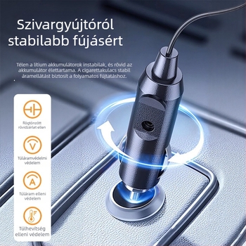 Hordozható kettős hengeres autógumi-fújó, 12V, >280W, 45 L/min, Digitális kijelző