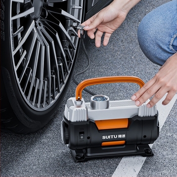 Hordozható kettős hengeres autógumi-fújó, 12V, >280W, 45 L/min, Digitális kijelző