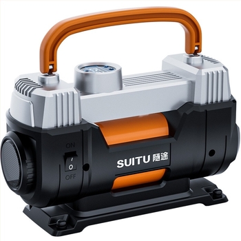 Hordozható kettős hengeres autógumi-fújó, 12V, >280W, 45 L/min, Digitális kijelző