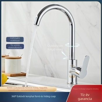 Forgatható réz konyhai csap meleg- és hideg vízhez kerámiadiszka-szeleppel