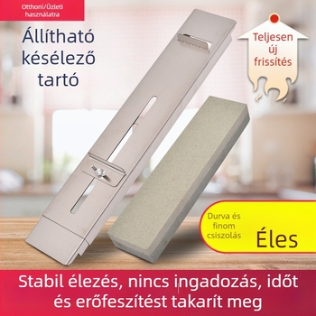 Mosogatótálcába szerelhető késelező tartó, rozsdamentes acélból, állítható, háztartási használatra