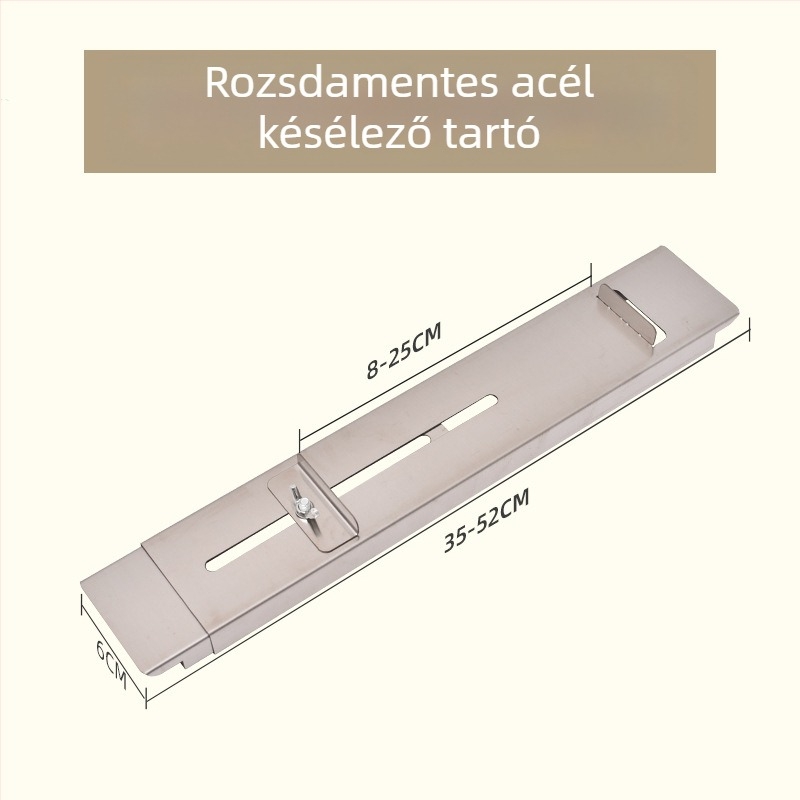 Mosogatótálcába szerelhető késelező tartó, rozsdamentes acélból, állítható, háztartási használatra