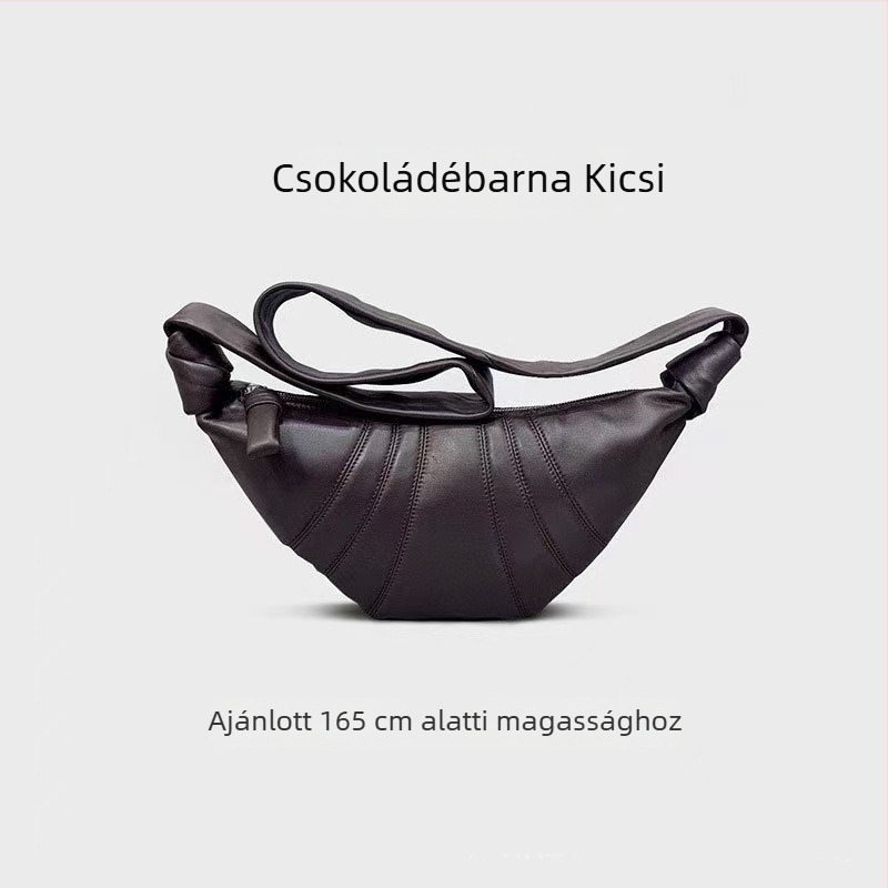 Valódi bőrből készült dumpling táska cipzárral, egy vállon átvetett crossbody, belső cipzáras zseb és ID zseb