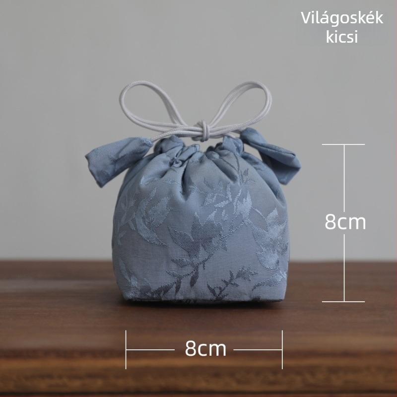 Teaceremónia kiegészítők — vászon utazótáska teáskanna, kancsó és teáscsészékhez (Új kínai stílus; méretek 10x10x10 cm vagy 8x8x8 cm; csomagolás OPP)