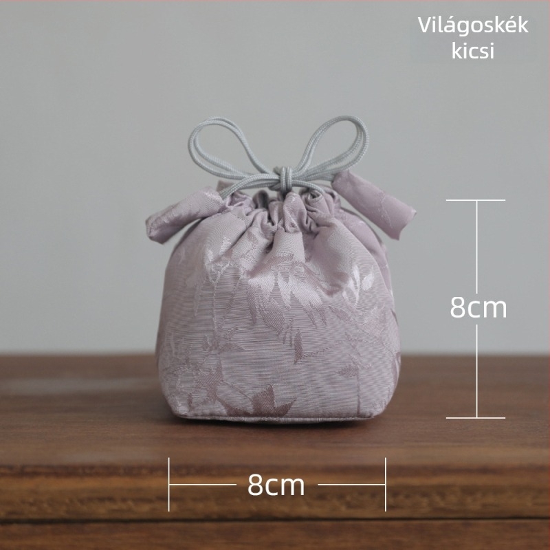 Teaceremónia kiegészítők — vászon utazótáska teáskanna, kancsó és teáscsészékhez (Új kínai stílus; méretek 10x10x10 cm vagy 8x8x8 cm; csomagolás OPP)