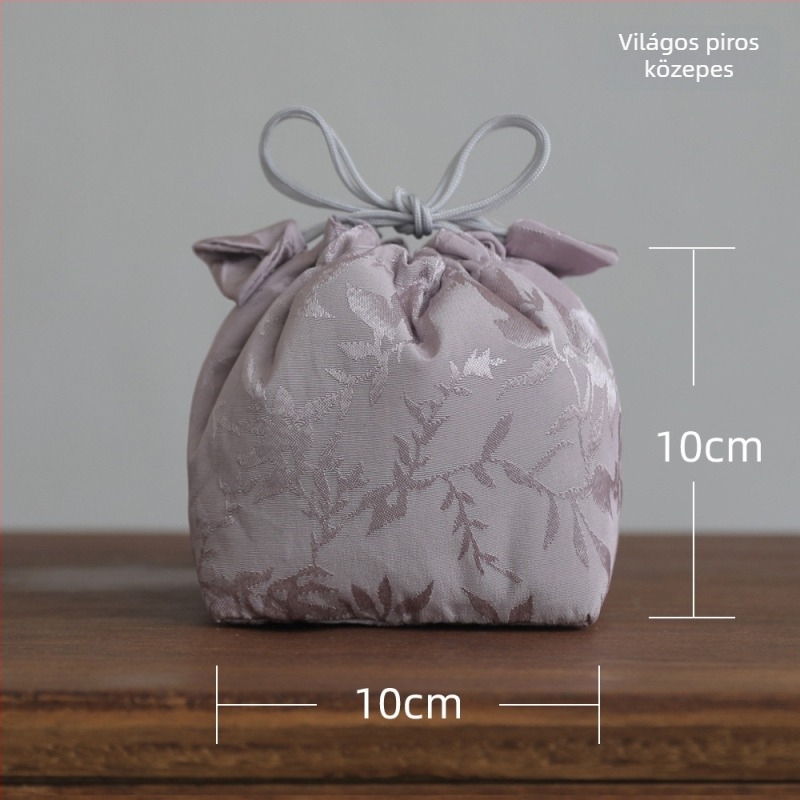 Teaceremónia kiegészítők — vászon utazótáska teáskanna, kancsó és teáscsészékhez (Új kínai stílus; méretek 10x10x10 cm vagy 8x8x8 cm; csomagolás OPP)