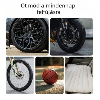 Autó légpumpa, többfunkciós, 12V, 100W, 25 L/perc, újratölthető, digitális kijelző
