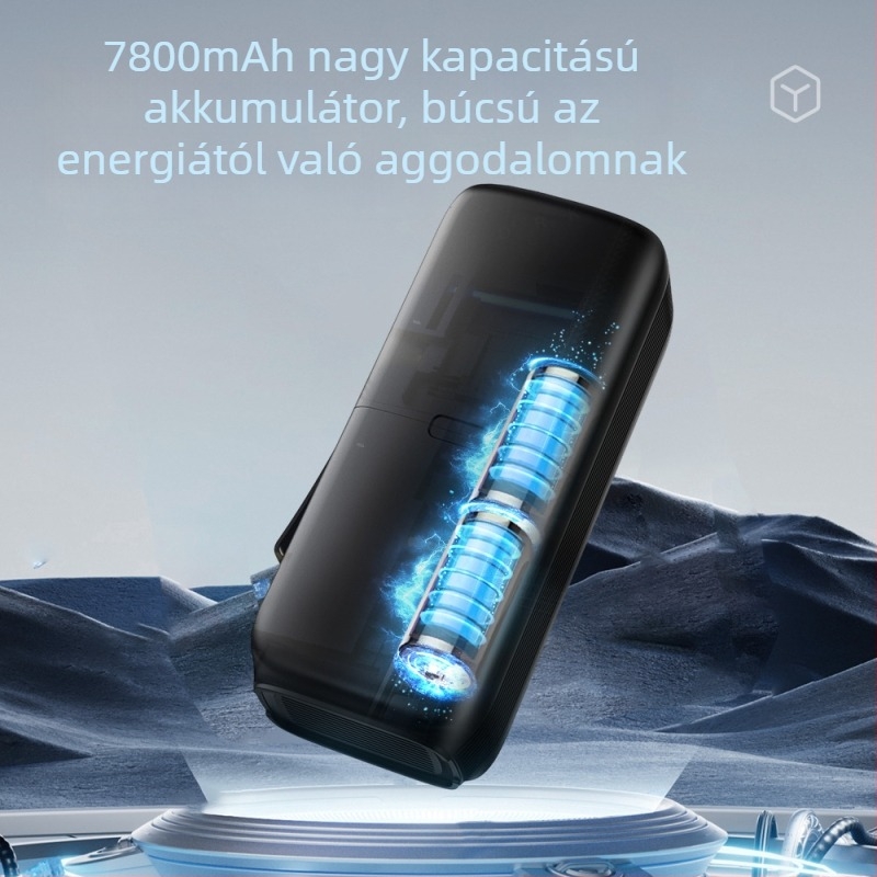Autó légpumpa, többfunkciós, 12V, 100W, 25 L/perc, újratölthető, digitális kijelző