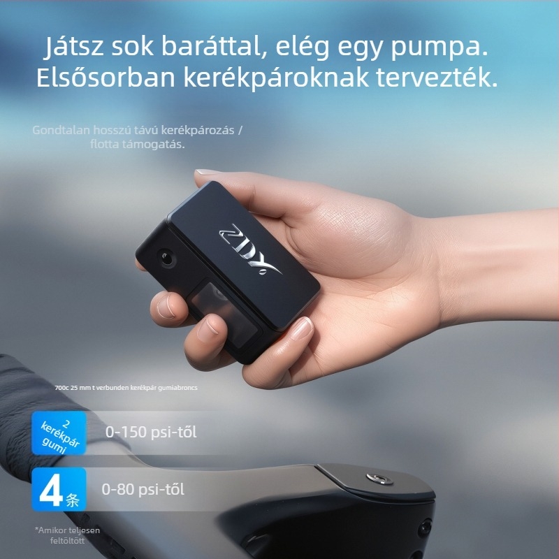 Mini elektromos hordozható nagy nyomású kerékpárpumpa országúti és MTB-hez Presta szeleppel