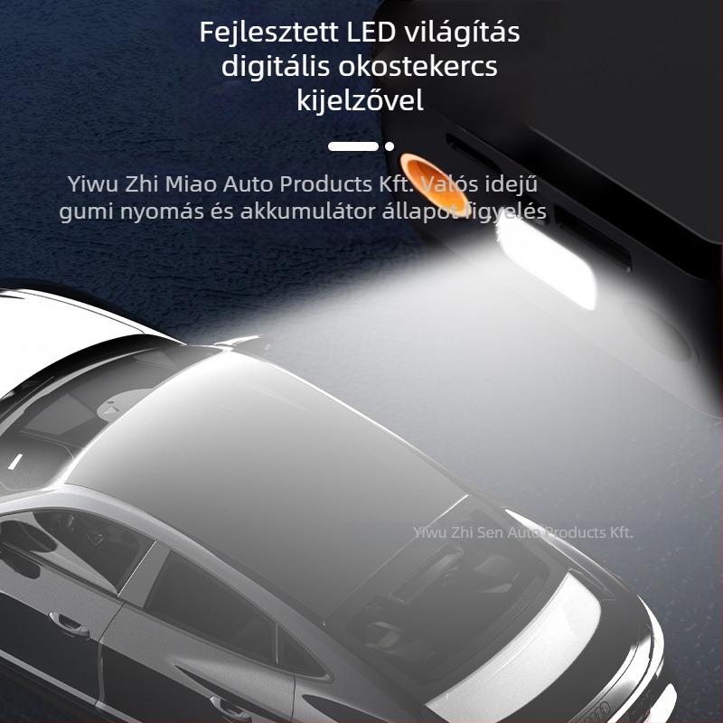Okos autógumi töltő digitális kijelzővel – 12V, 35 L/min, <80W, folyamatos működés >20 perc