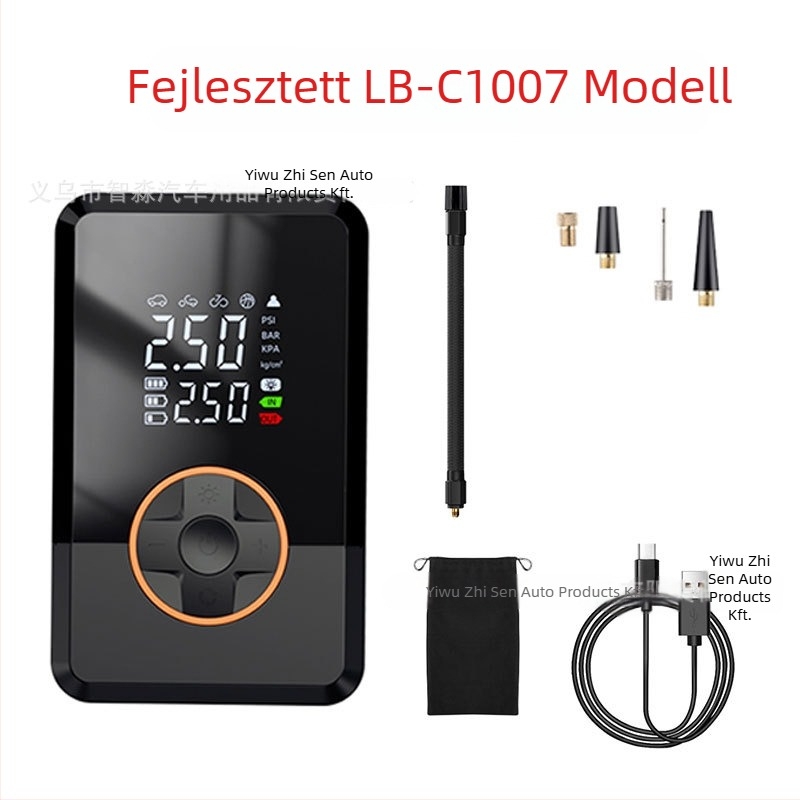 Okos autógumi töltő digitális kijelzővel – 12V, 35 L/min, <80W, folyamatos működés >20 perc