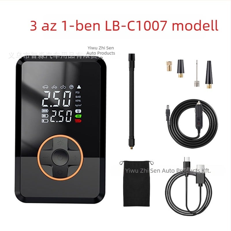 Okos autógumi töltő digitális kijelzővel – 12V, 35 L/min, <80W, folyamatos működés >20 perc