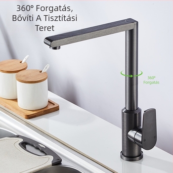 Konyhai mosogató keverőcsap – Forgatható, Permetezés elleni, űr-alumínium, keramikus patron, alapra szerelhető