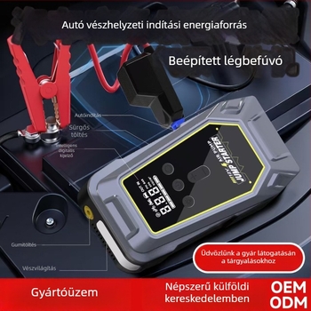 12V-os autó vészkezdeti tápellátás — All-in-One töltő légpumpával, 12V bemenet/kimenet, CE/FCC/MSDS UN38.3 tanúsítvány