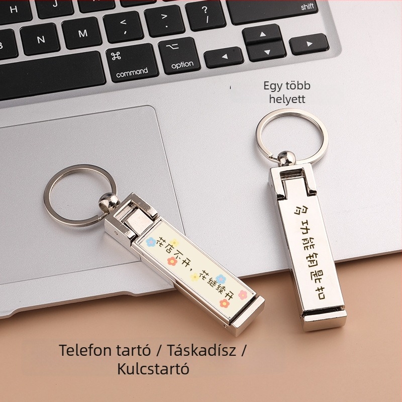 Telefon tartó kulcstartó – cinkötvözet, modern minimalista stílus, hordozható és tartós, asztal melletti kiegészítő
