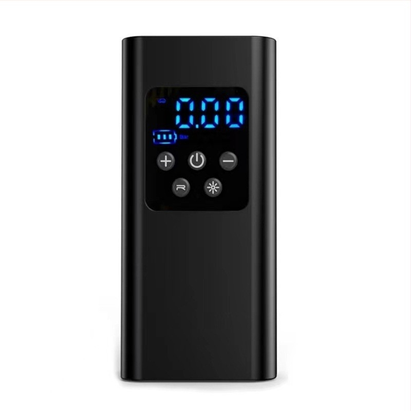 Autó- és kerékpárhoz használható hordozható levegőpumpa, újratölthető, 12V, 100W, 25 L/min, digitális kijelző, 3 m kábellel