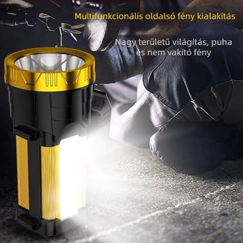 Hordozható LED keresőlámpa – 25W, 18000 mAh, napelemes és kézi hajtás, 360° forgás