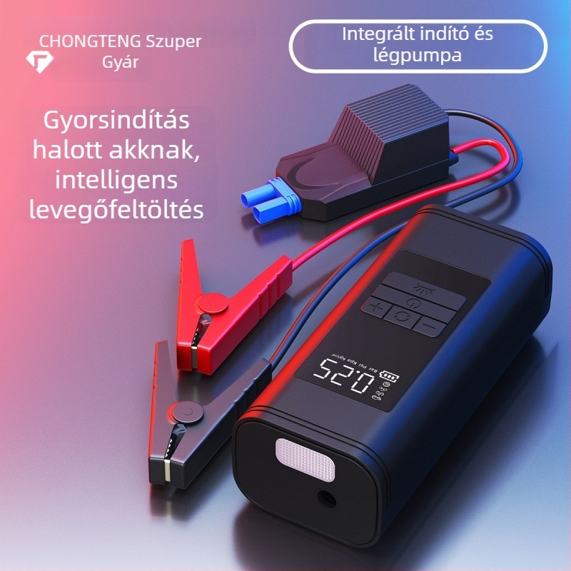 Chongteng autógumi tömítő és vészindító egység beépített Li-ion akkumulátorral, 12V, 120W, 40 L/min