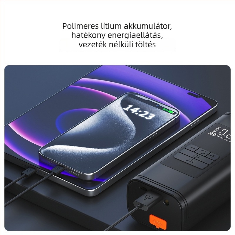 Chongteng autógumi tömítő és vészindító egység beépített Li-ion akkumulátorral, 12V, 120W, 40 L/min