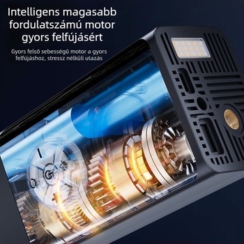 Autó keréknyomás-inflátor, vezeték nélküli, elektromos, digitális kijelzővel, 11,1V, Type-C, ≤80W, 25 L/min