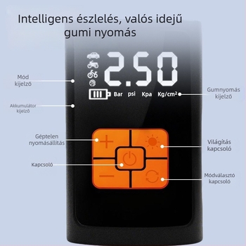 Autó gumiabroncs töltő digitális kijelzővel - újratölthető 12V, egyhengeres, 30 L/min
