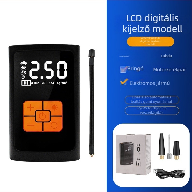 Autó gumiabroncs töltő digitális kijelzővel - újratölthető 12V, egyhengeres, 30 L/min