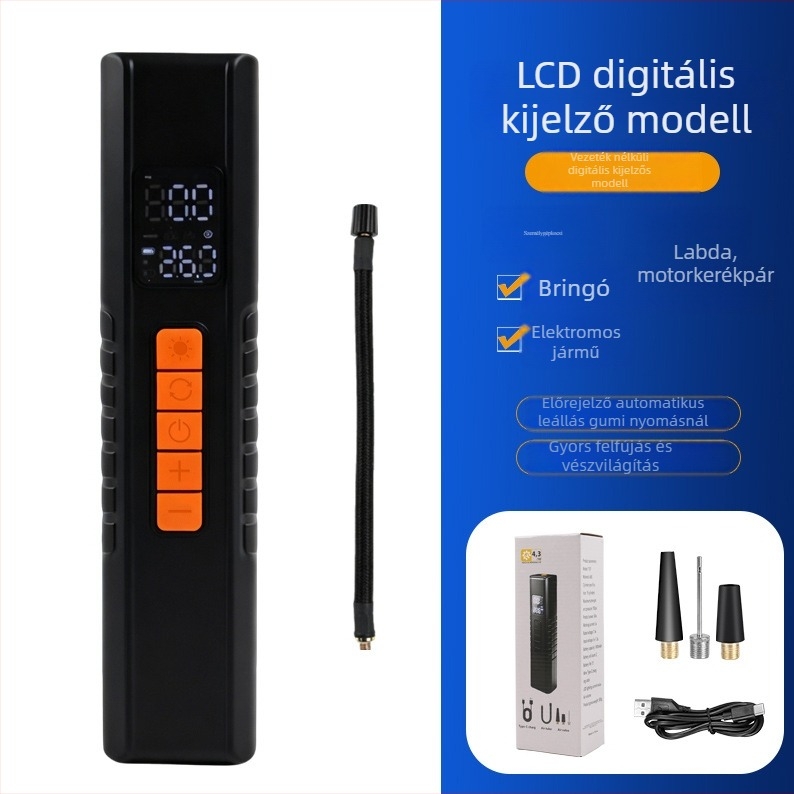 Autó gumiabroncs töltő digitális kijelzővel - újratölthető 12V, egyhengeres, 30 L/min