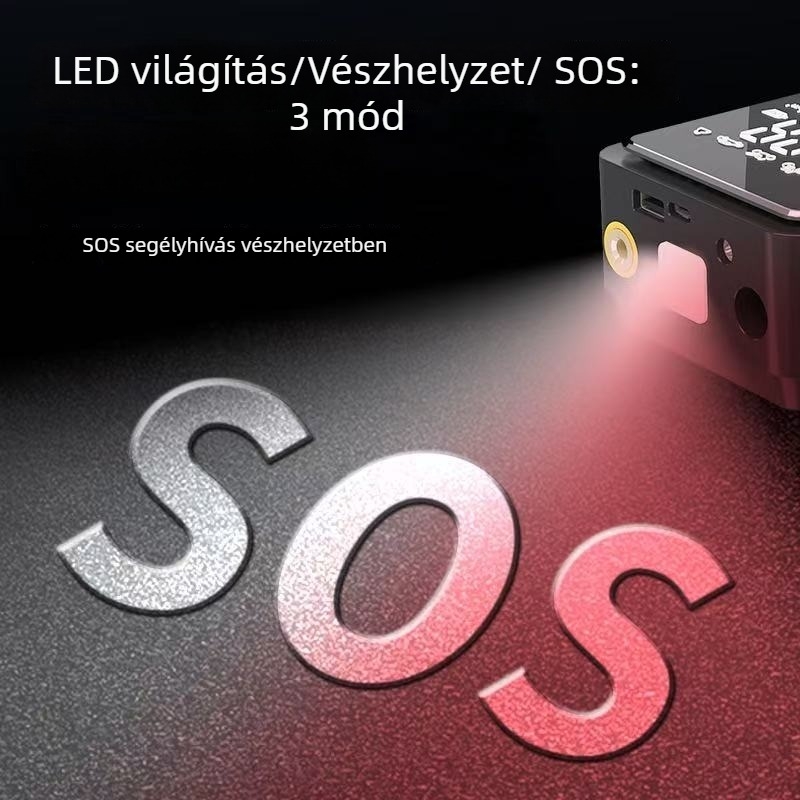 Hordozható autó légpumpa digitális kijelzővel - 12V, 100W, 25 L/min, 450 g
