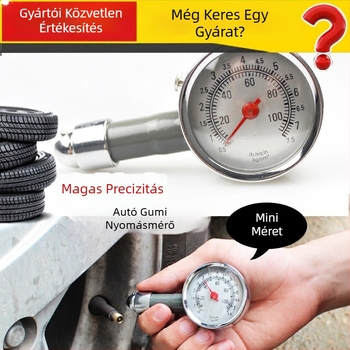 Fém autógumi nyomásmérő, psi kijelzővel, súly 120 g, pontosság 6.