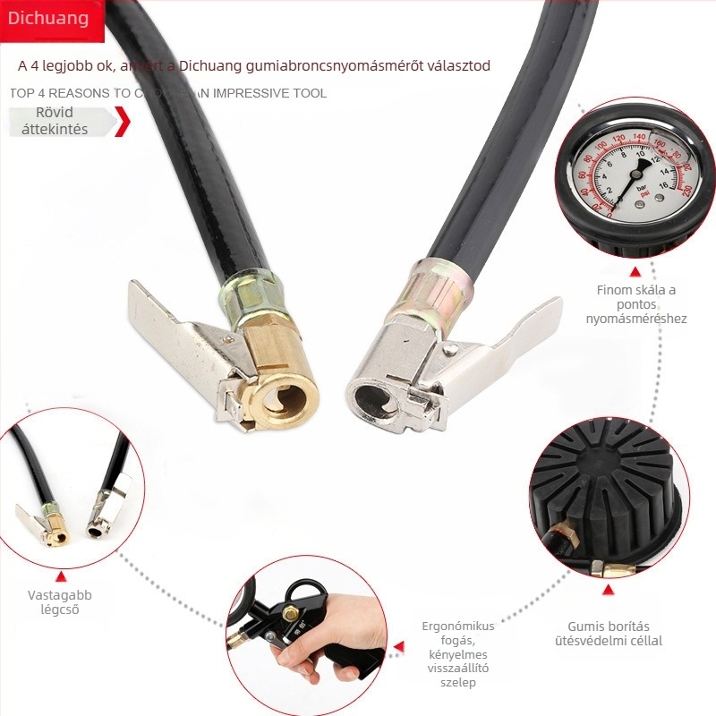 Dichuang Gumiabroncsnyomásmérő – magas pontosságú, 0-230 PSI tartomány, 0.01 PSI pontosság, alumínium ötvözet test