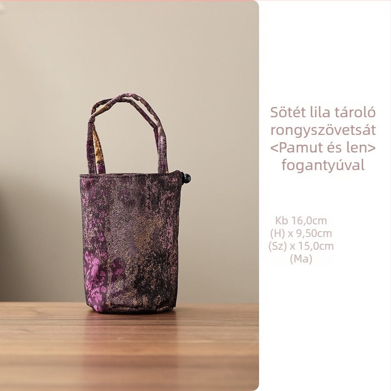 Artisan Textil Teáskészlet Tároló Táska – Hordozható Teáskészlet Szervező Teáskannához és Teáscsészékhez, Papírdobozos Csomagolás