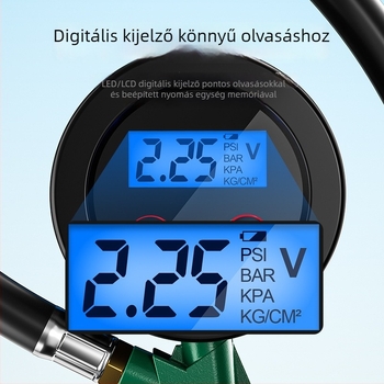 Shengda digitális gumiabroncsnyomás-mérő autókhoz, fém ház, digitális kijelző, 426 g