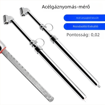 Mini keréknyomás-mérő toll formájú, acél test, tartomány 180 kg/cm²-ig, pontosság ±0.02 kg/cm², tömeg 0.02 kg, elem nélkül