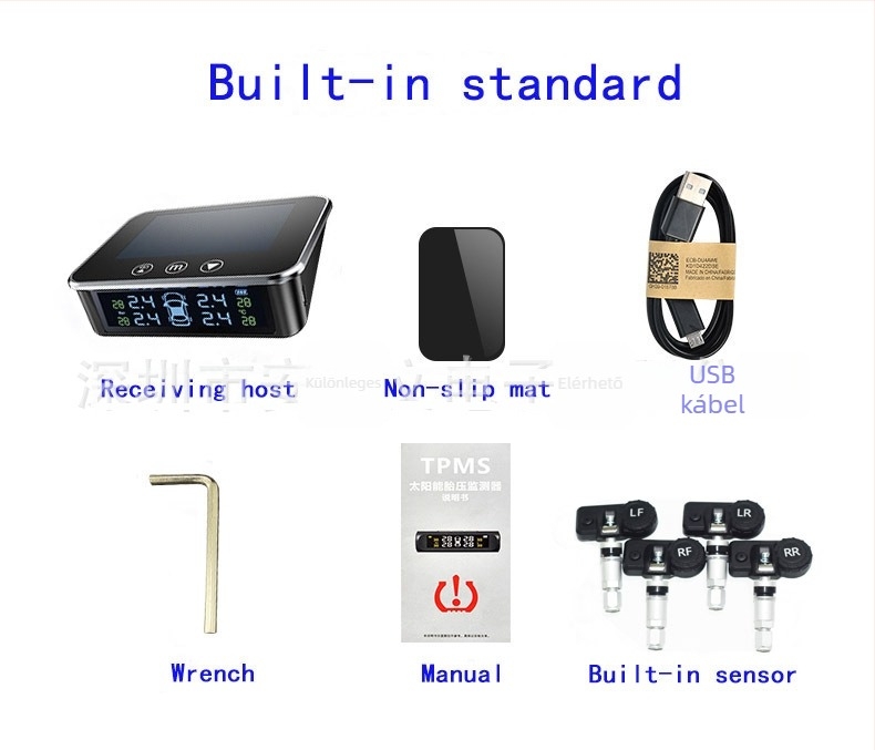 Napelemes vezeték nélküli TPMS autókhoz, RV-hez és SUV-hoz — digitális mini guminyomás-ellenőrző, 0-8 bar tartomány, kiemelkedő precizitás