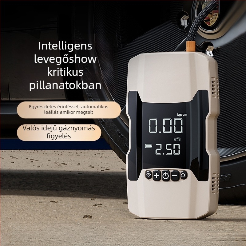 Kafila 602 Autóhoz tervezett vészindító energiaellátó és hordozható légpumpa digitális kijelzővel, újratölthető, 12V, 180W, 70 L/min