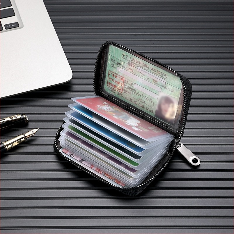 Uniszex PU kártyatartó RFID védelemmel, ultra vékony, nagy kapacitású, városi minimalista stílus