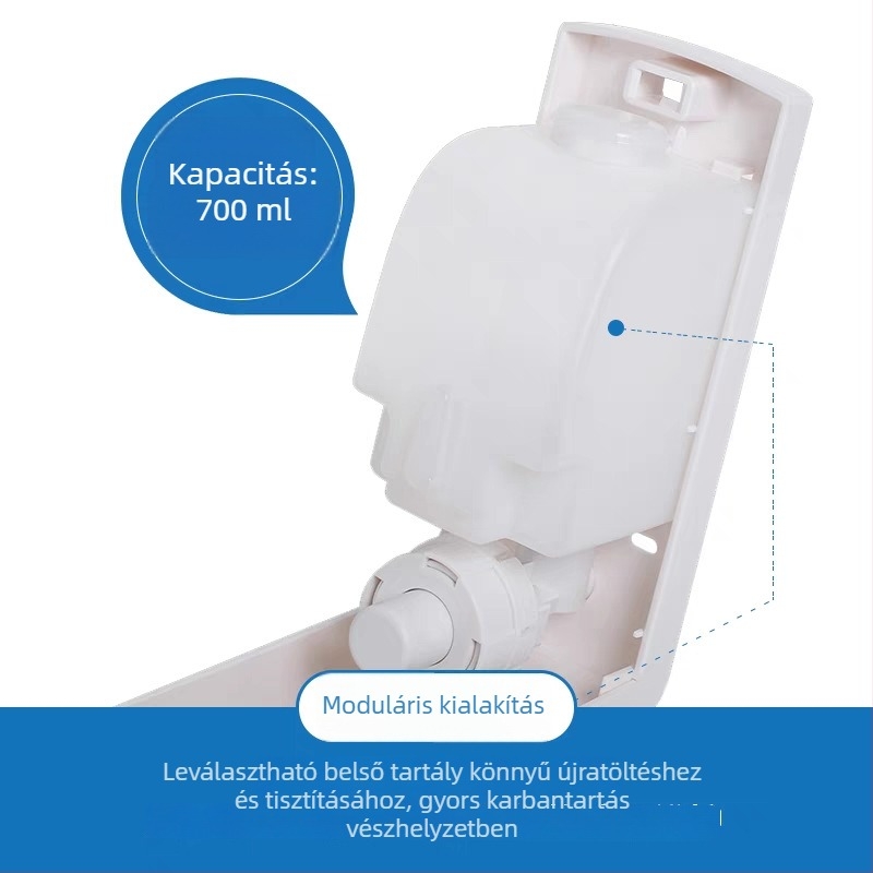 Revo ABS szappanadagoló, falra szerelhető, kézi nyomásos működés, modern minimalista dizájn, oxidációs feldolgozás