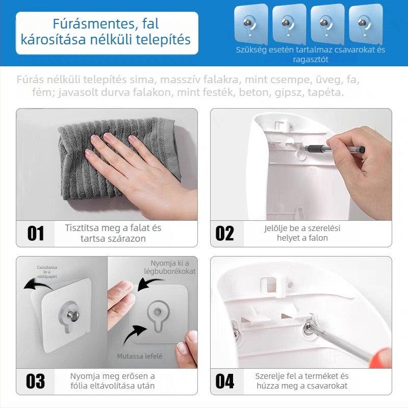 Revo ABS szappanadagoló, falra szerelhető, kézi nyomásos működés, modern minimalista dizájn, oxidációs feldolgozás