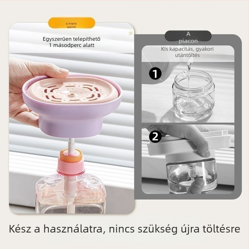 Konyhai mosogatószer adagoló – kézi nyomásos működés, PP anyag, sima felület, világos luxus stílus, tömeg 90 g